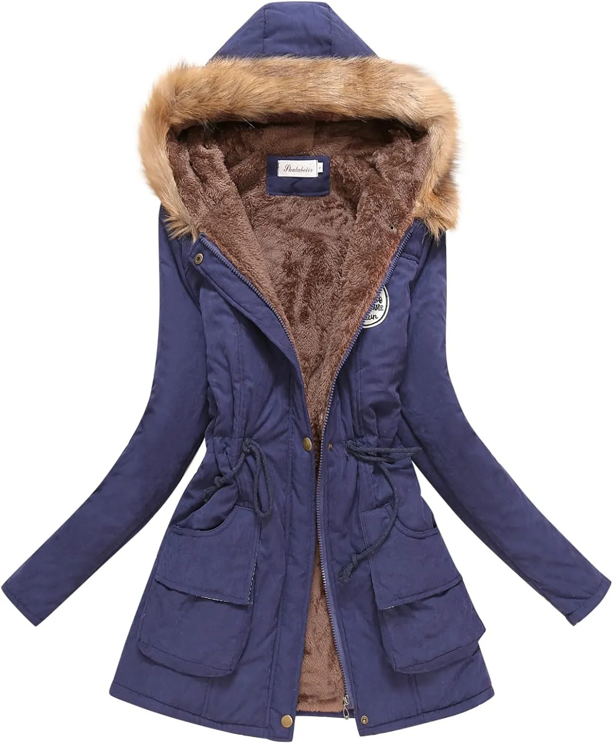 Puffer Jacket Womens 2024 Plus Size Casual Warm Thicken Fleece Lined Parka Zip Up Winter Coats for Women with Pockets