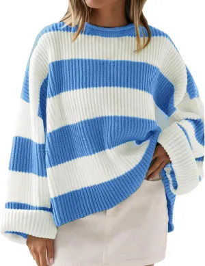 Pullover Sweaters for Women Cable Knit Color Block Sweater Crewneck Sweatshirt Long Sleeve Jumper Womens Fashion Top