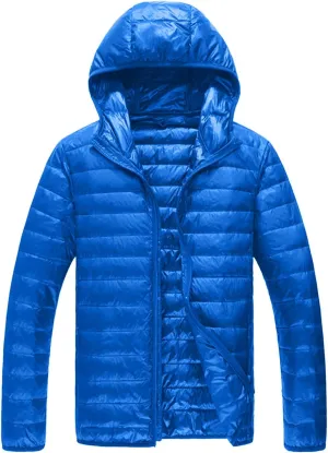 QWENTMTNTY Winter Puffer Jackets for Men with Hoodie Slim Fit Zipper Thermal Down Coats Big and Tall Waterproof Windbreaker