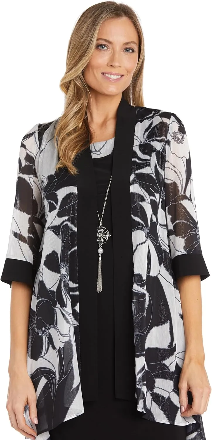 R&M Richards Womens 2PC Printed Two Piece Dress
