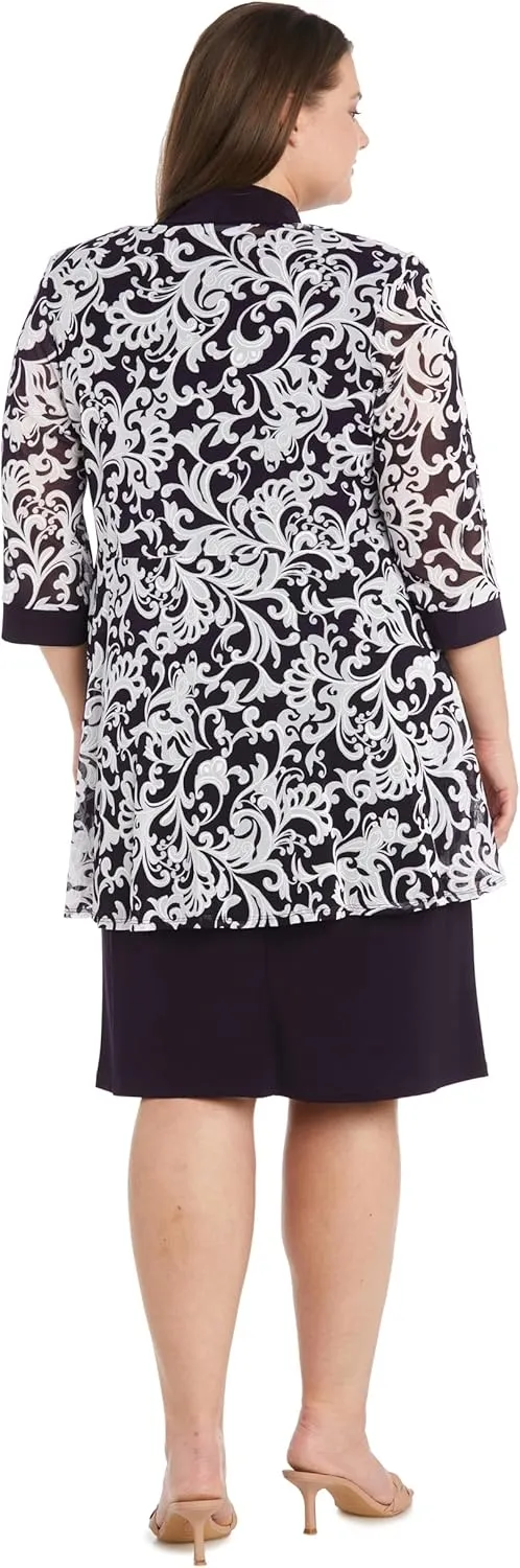 R&M Richards Womens 2PC Printed Two Piece Dress
