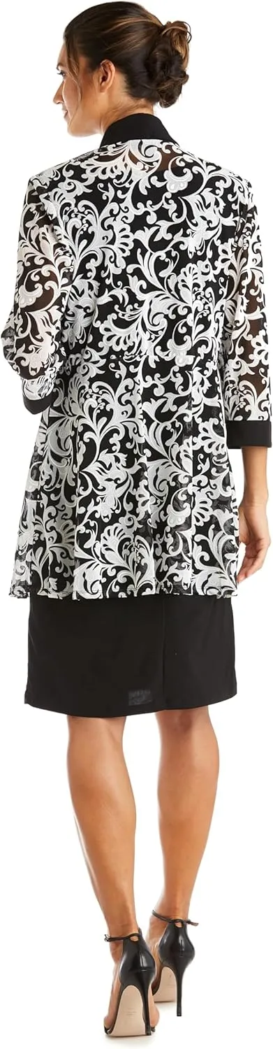 R&M Richards Womens 2PC Printed Two Piece Dress