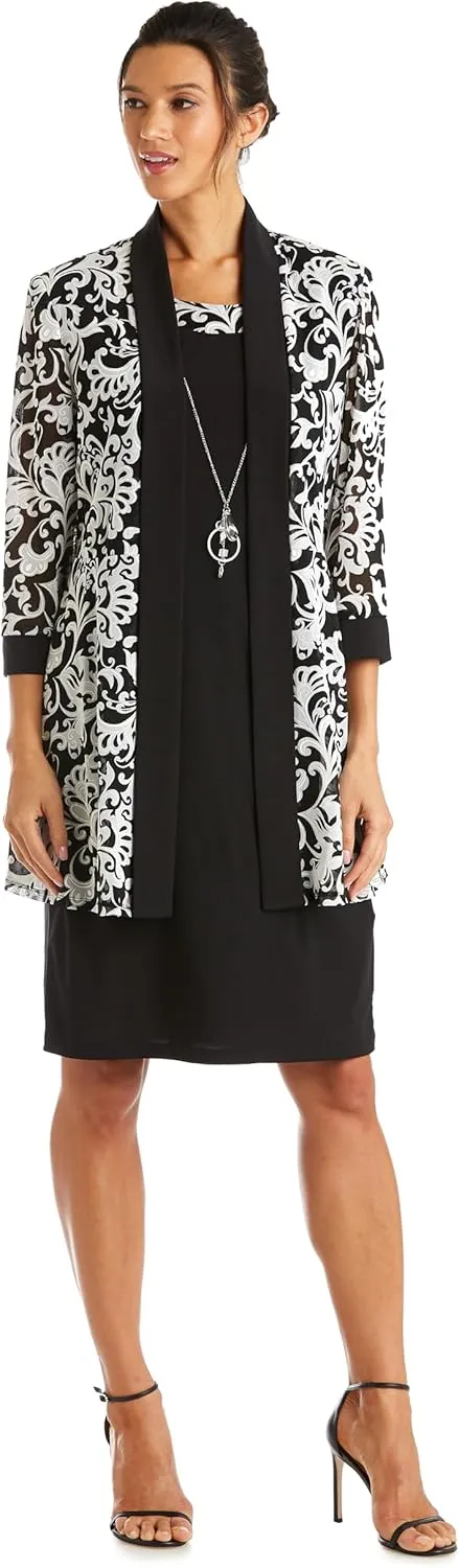 R&M Richards Womens 2PC Printed Two Piece Dress