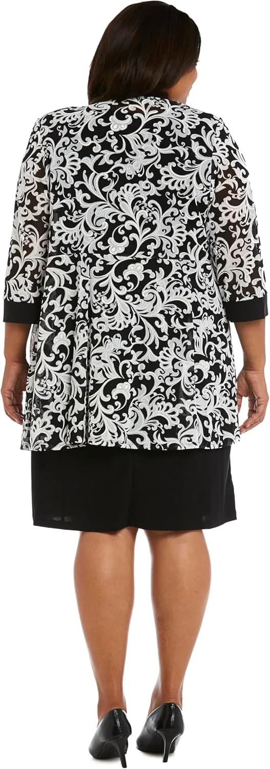R&M Richards Womens 2PC Printed Two Piece Dress