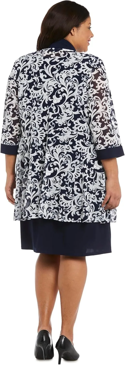 R&M Richards Womens 2PC Printed Two Piece Dress