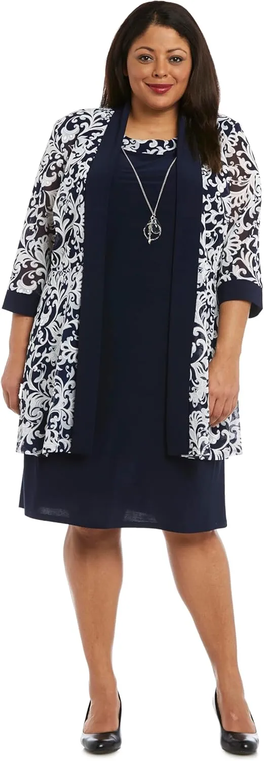 R&M Richards Womens 2PC Printed Two Piece Dress