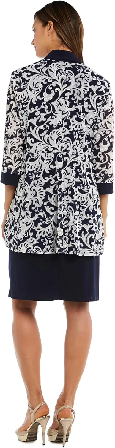 R&M Richards Womens 2PC Printed Two Piece Dress