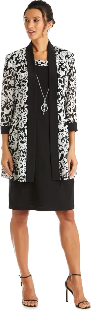 R&M Richards Womens 2PC Printed Two Piece Dress