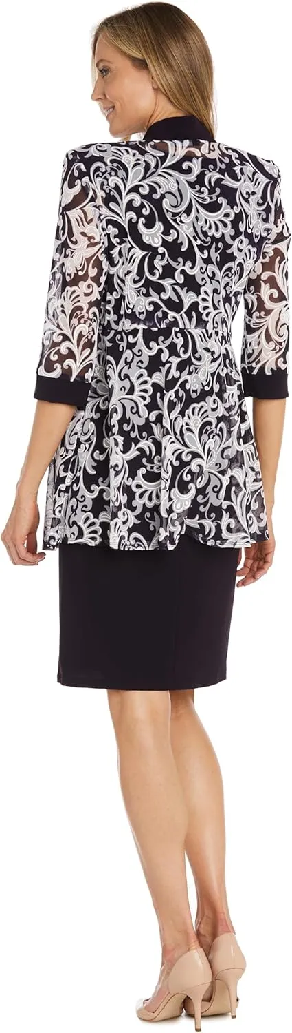R&M Richards Womens 2PC Printed Two Piece Dress