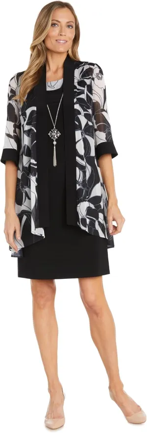 R&M Richards Womens 2PC Printed Two Piece Dress