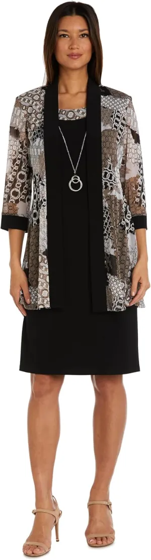 R&M Richards Womens 2PC Printed Two Piece Dress