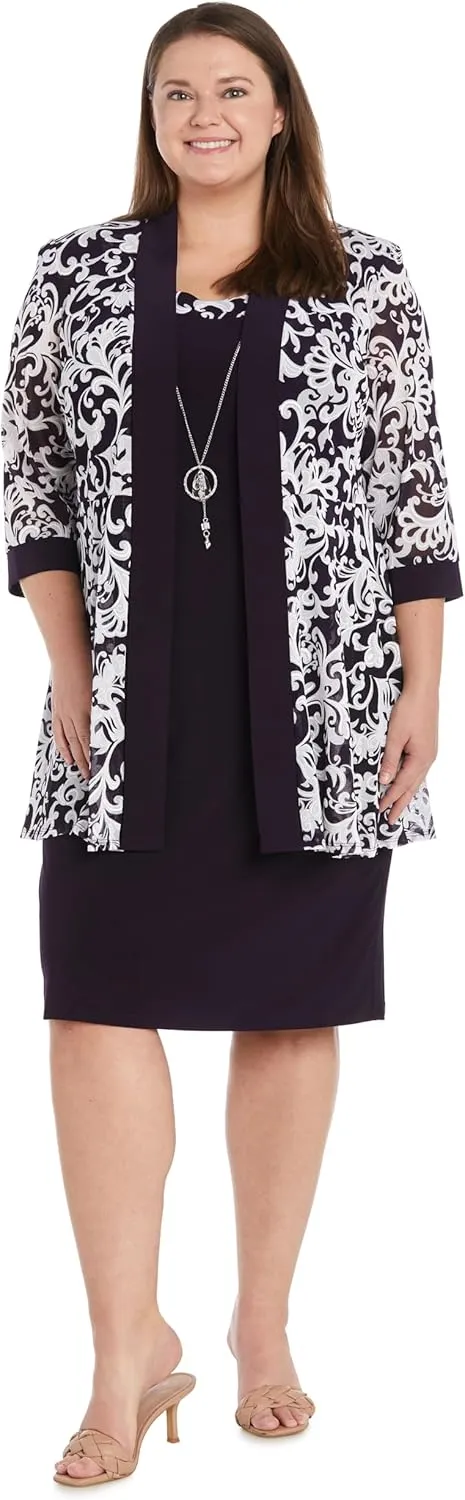 R&M Richards Womens 2PC Printed Two Piece Dress
