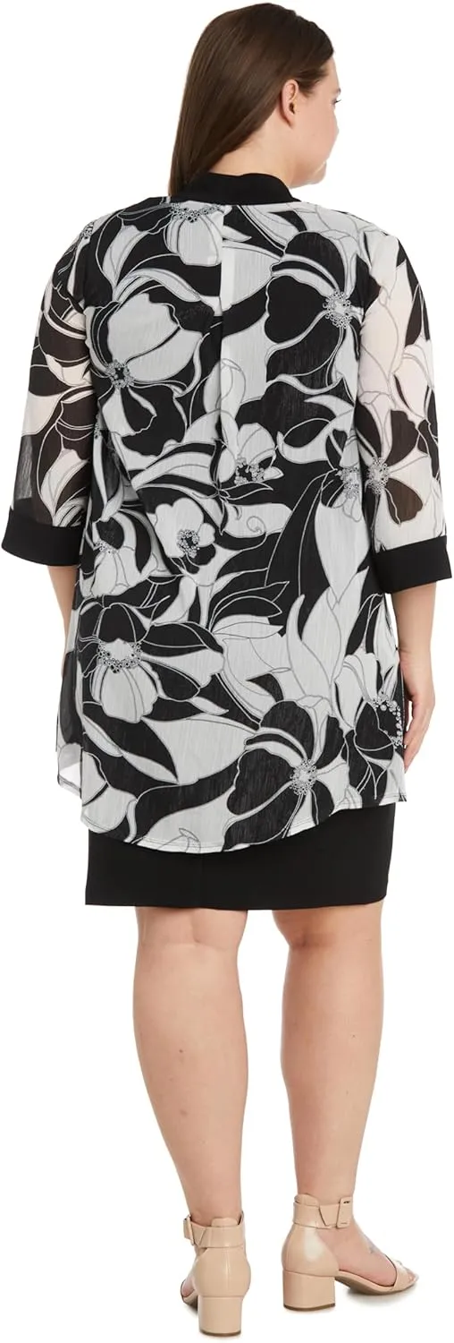 R&M Richards Womens 2PC Printed Two Piece Dress