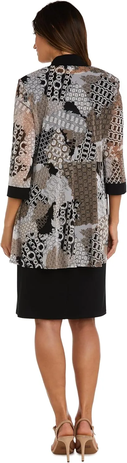 R&M Richards Womens 2PC Printed Two Piece Dress