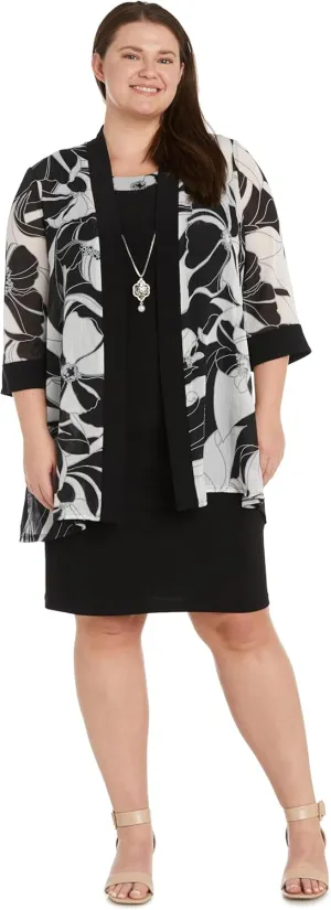 R&M Richards Womens 2PC Printed Two Piece Dress