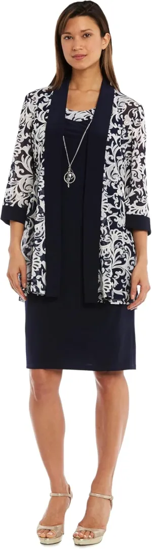 R&M Richards Womens 2PC Printed Two Piece Dress