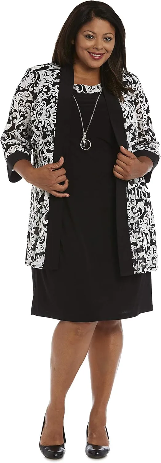 R&M Richards Womens 2PC Printed Two Piece Dress
