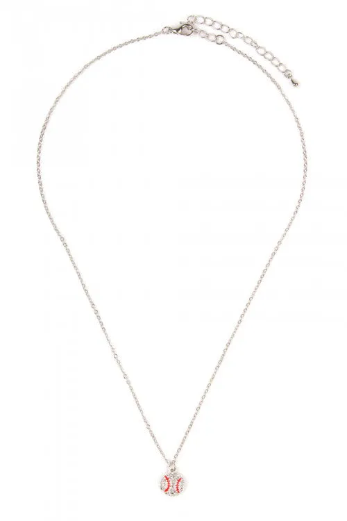 Rhinestone Baseball Charm Necklace
