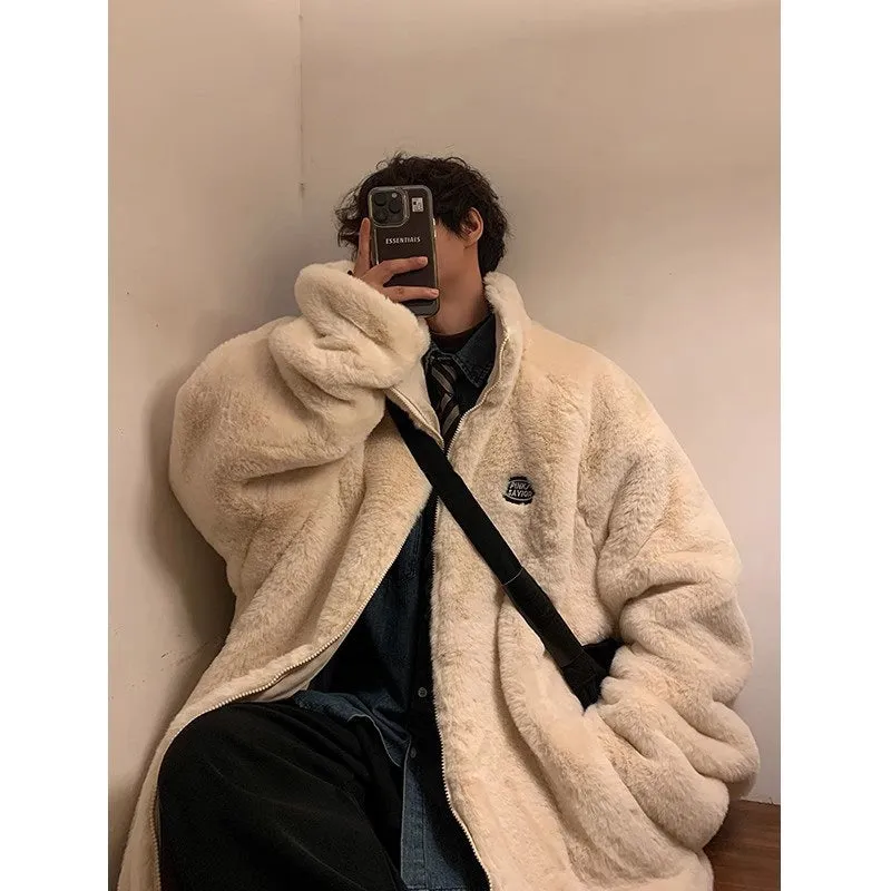 Riolio mens jackets Corduroy Coat Men's Winter Thickened Lamb Wool Stitching Cotton-Padded Coat plus Size Loose Cotton-Padded Jacket Youth Cotton-Padded Coat