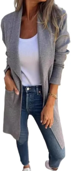 RONGTAI Elegant Women's Outerwear with Long Woolen Coat Comfy, Slim Fit Ideal for Casual Relaxed Daily Wear