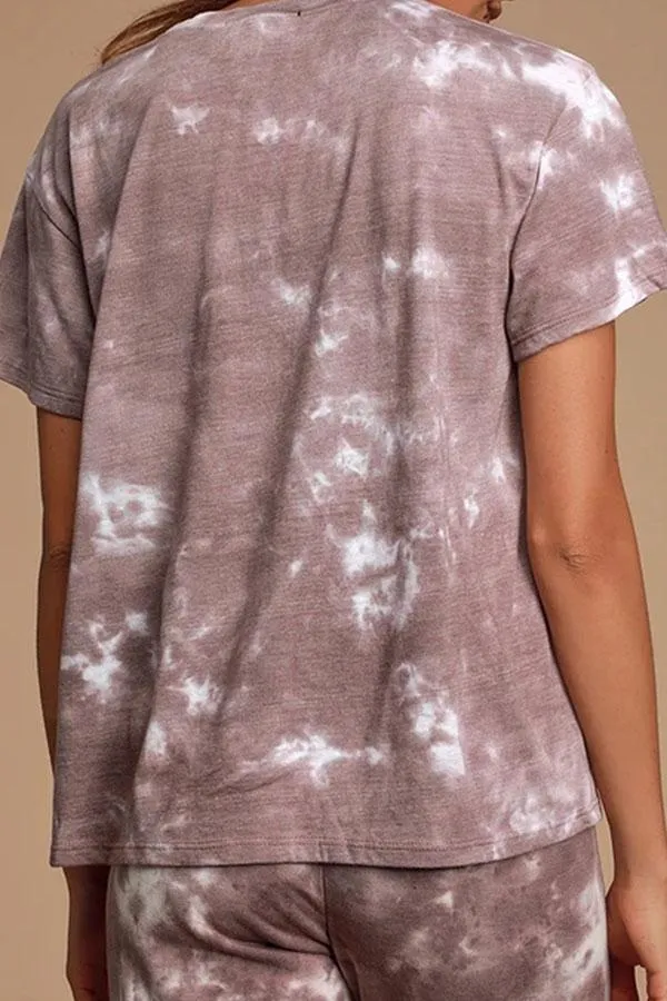 Round Neck Tie Dye Pants Suit