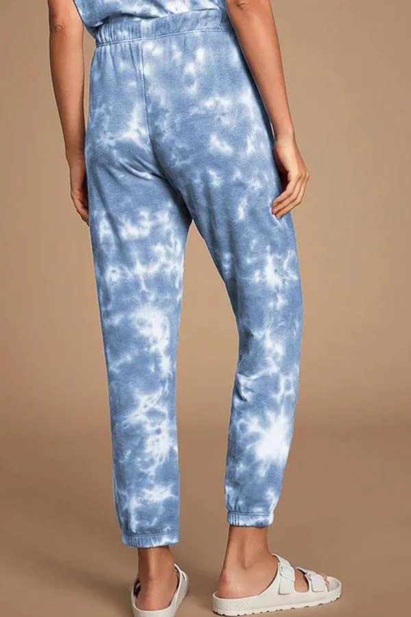 Round Neck Tie Dye Pants Suit