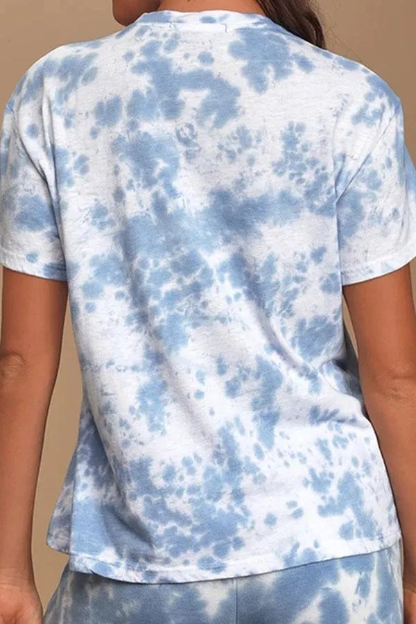 Round Neck Tie Dye Pants Suit