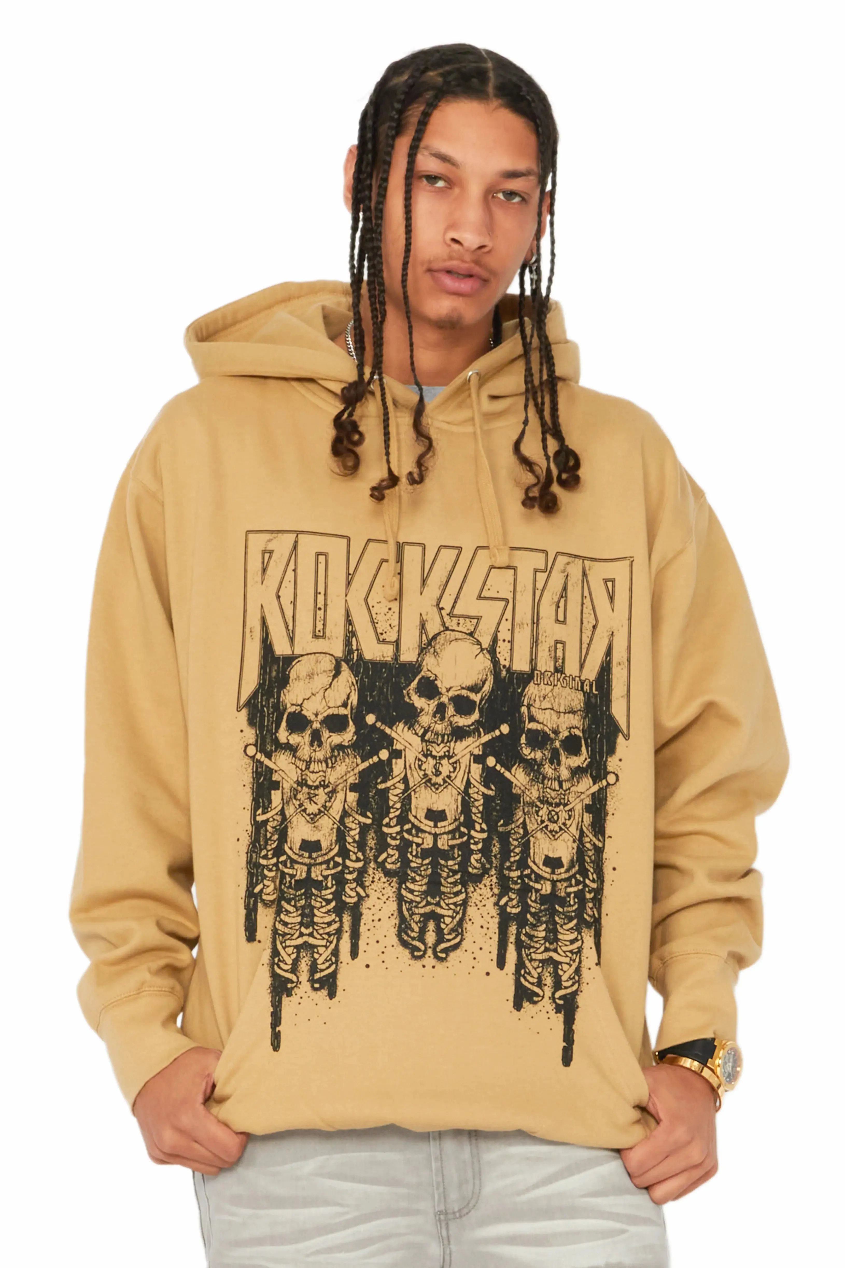 Sabbath Beige Graphic Printed Hoodie