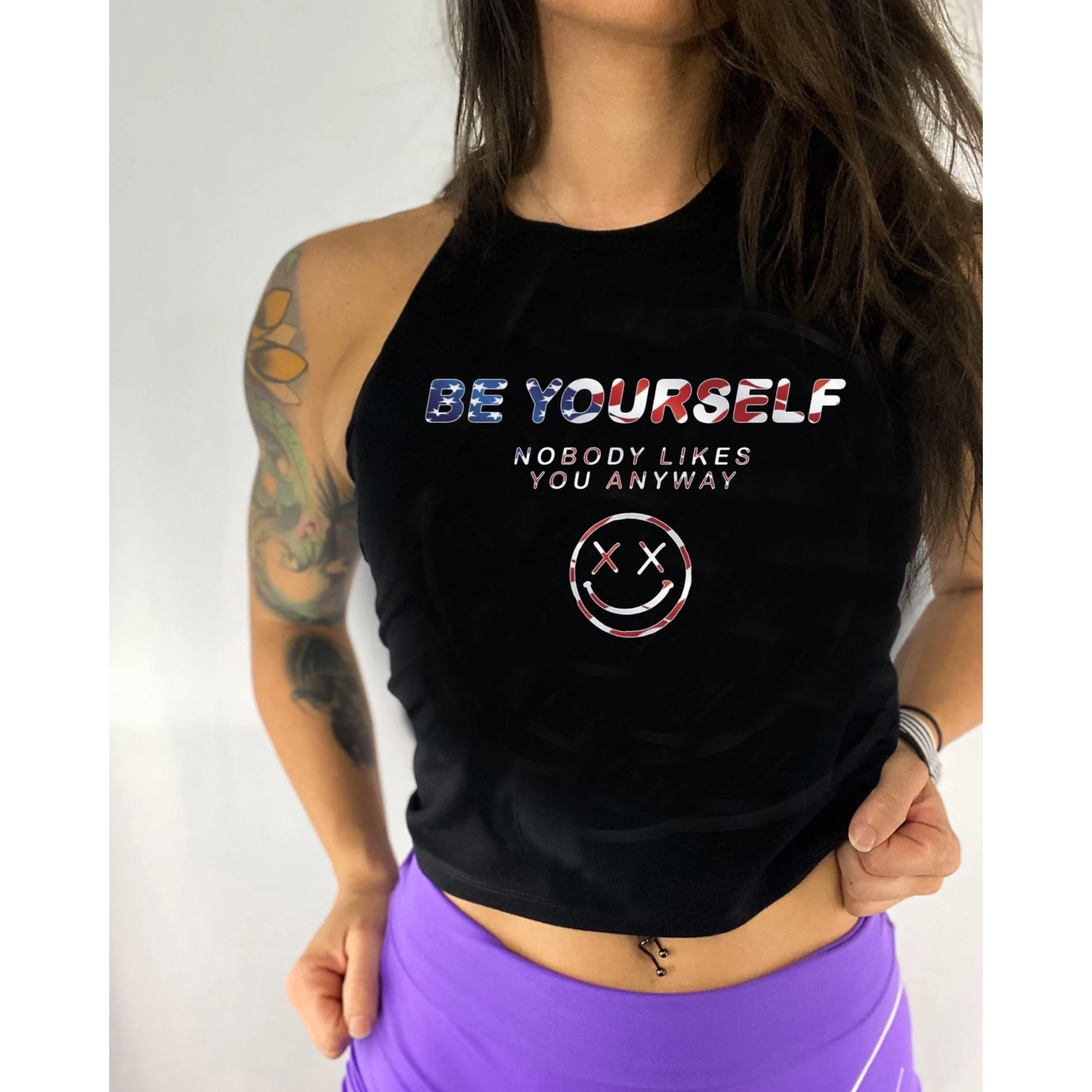 Salty Savage Ladies "Be Yourself Nobody Likes You Anyway" Flowy Crop Tank | USA Edition