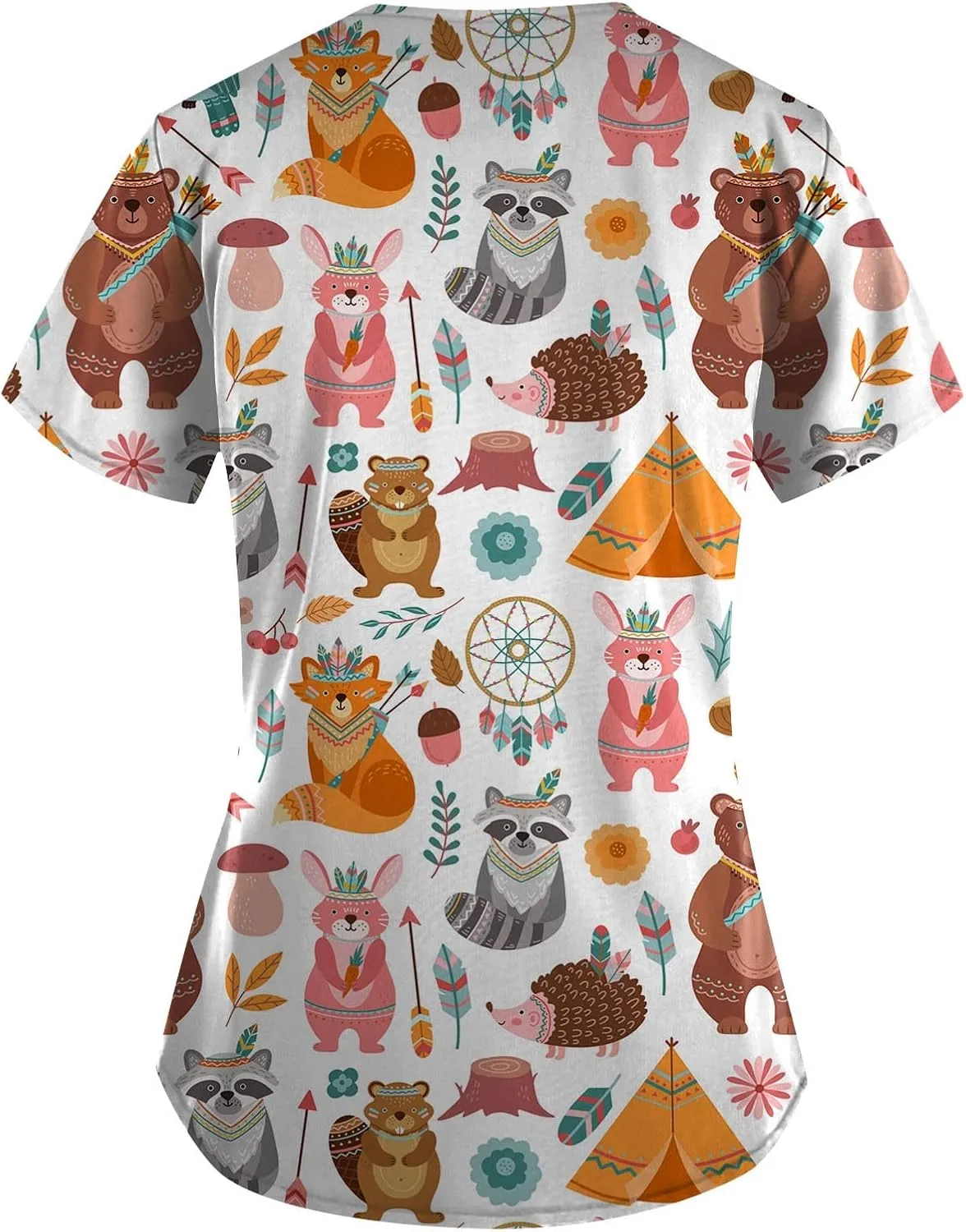 Scrubs for Women Printed V Neck Care Workwear Short Sleeve Casual T Shirts Dressy Plus Size Working T-Shirts
