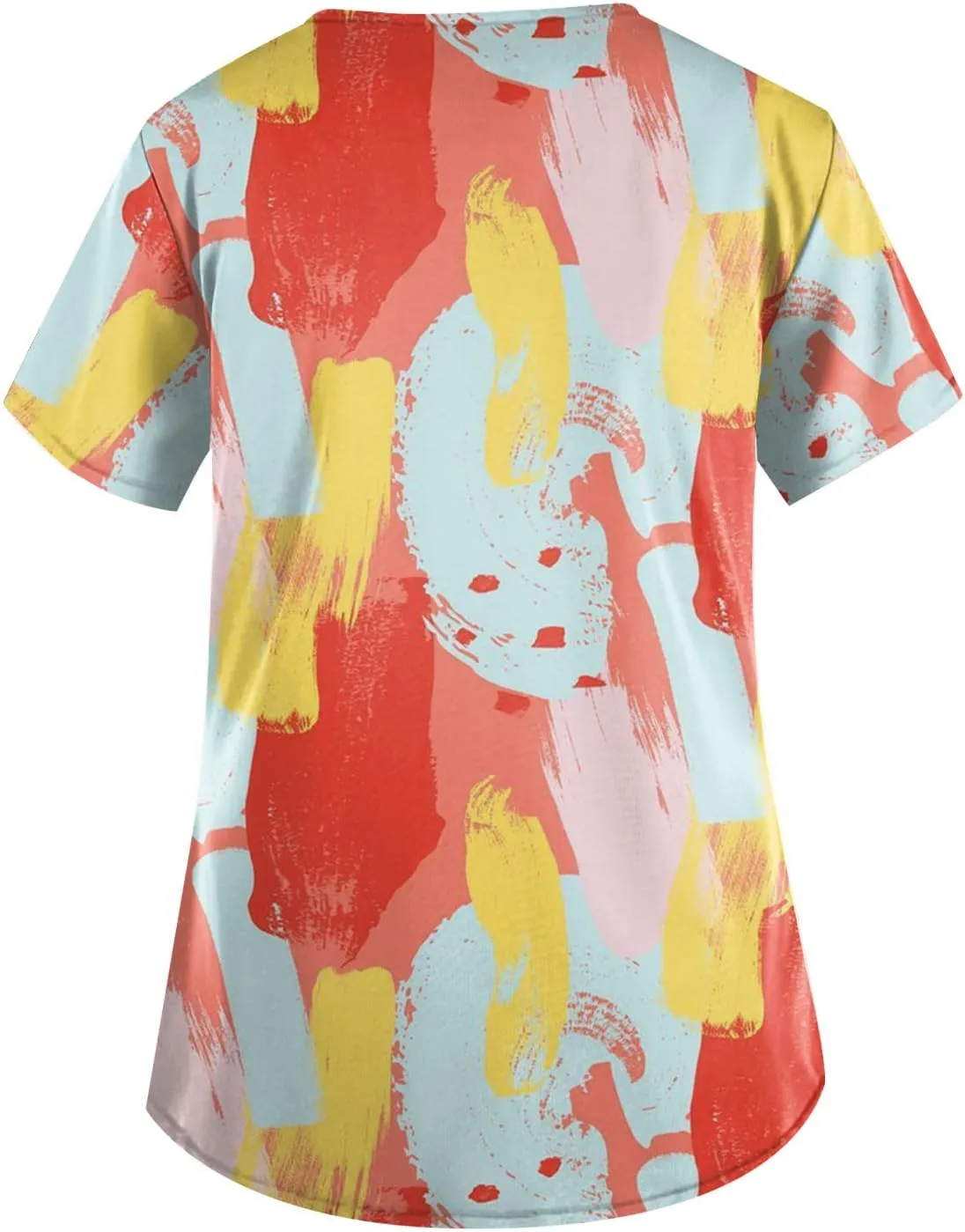Scrubs for Women Printed V Neck Working T-Shirts Short Sleeve Dressy Care Workwear Summer Plus Size T Shirts