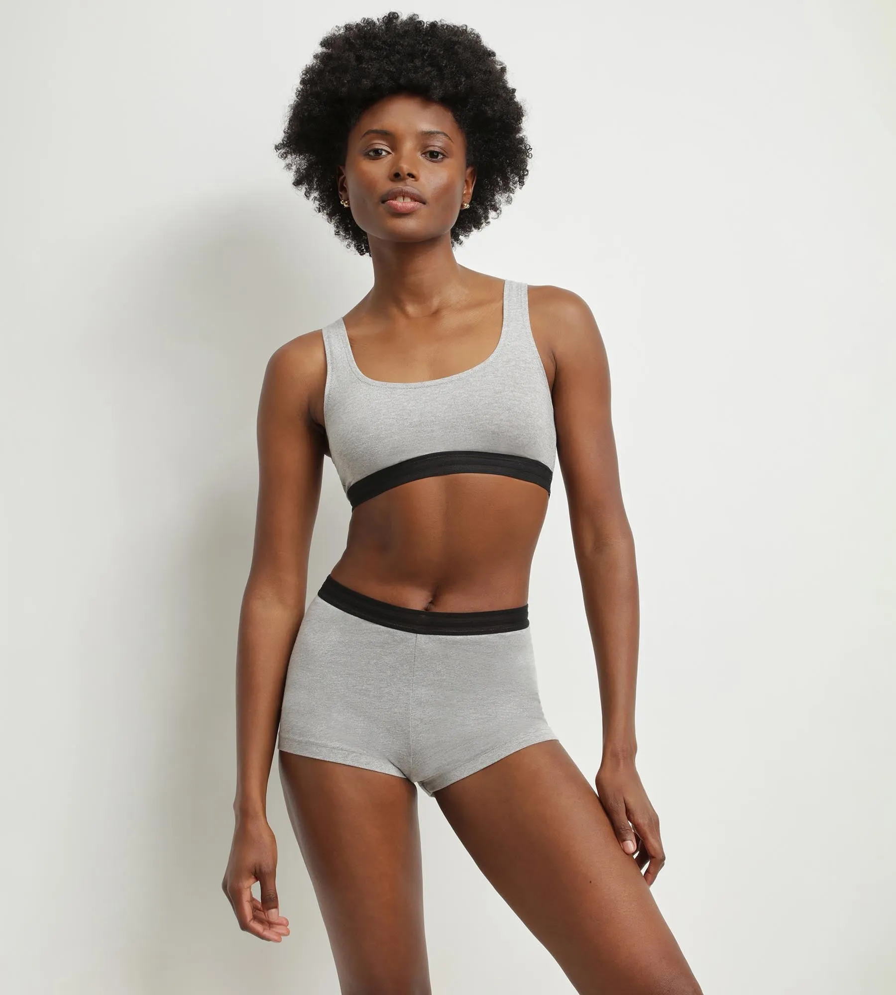 Shorty femme en jersey de coton gris à paillettes Dim Jersey Sparkle