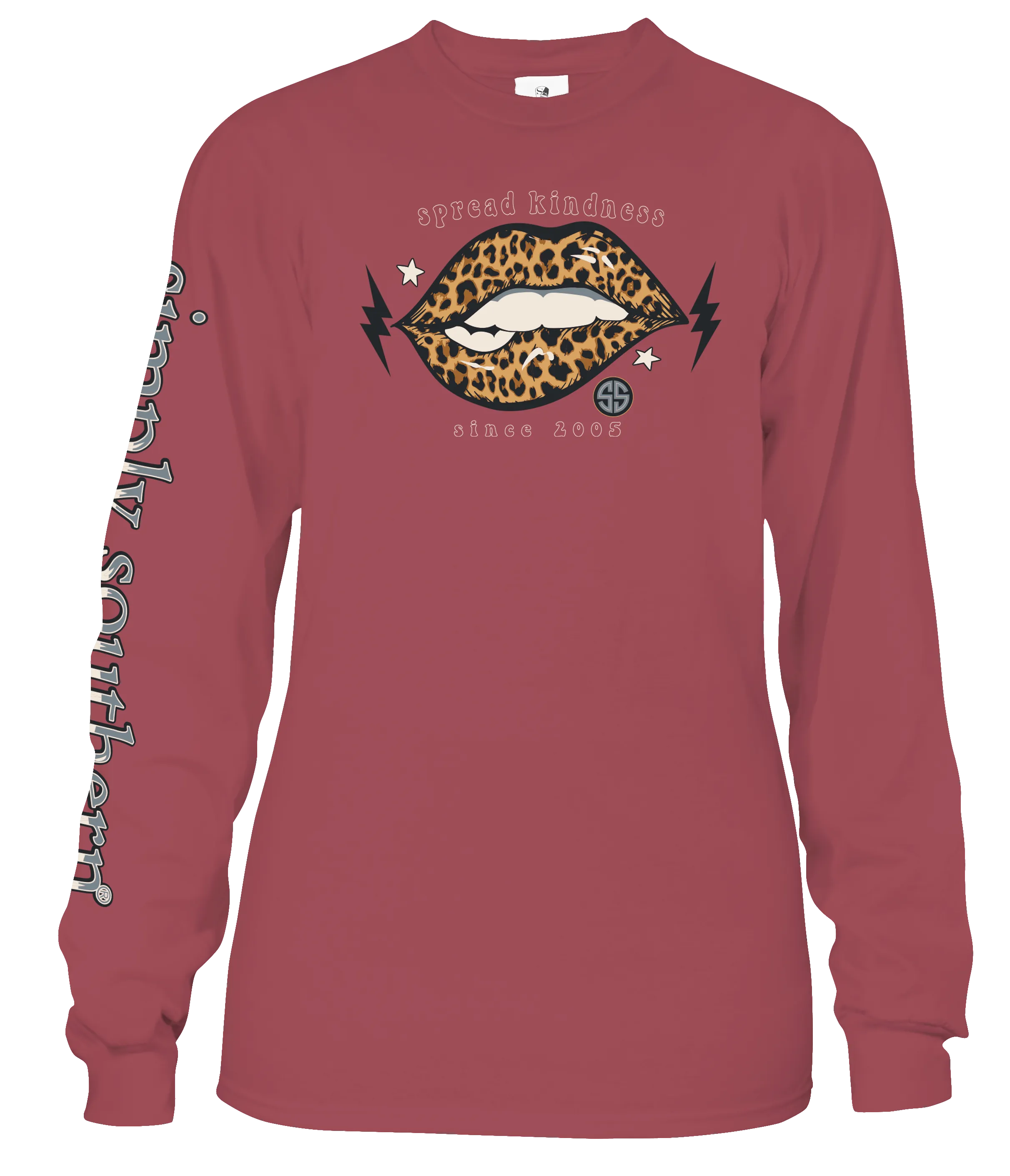 Simply Southern "Gimme Some Sugar" Cheetah Print Lips Long Sleeve Shirt