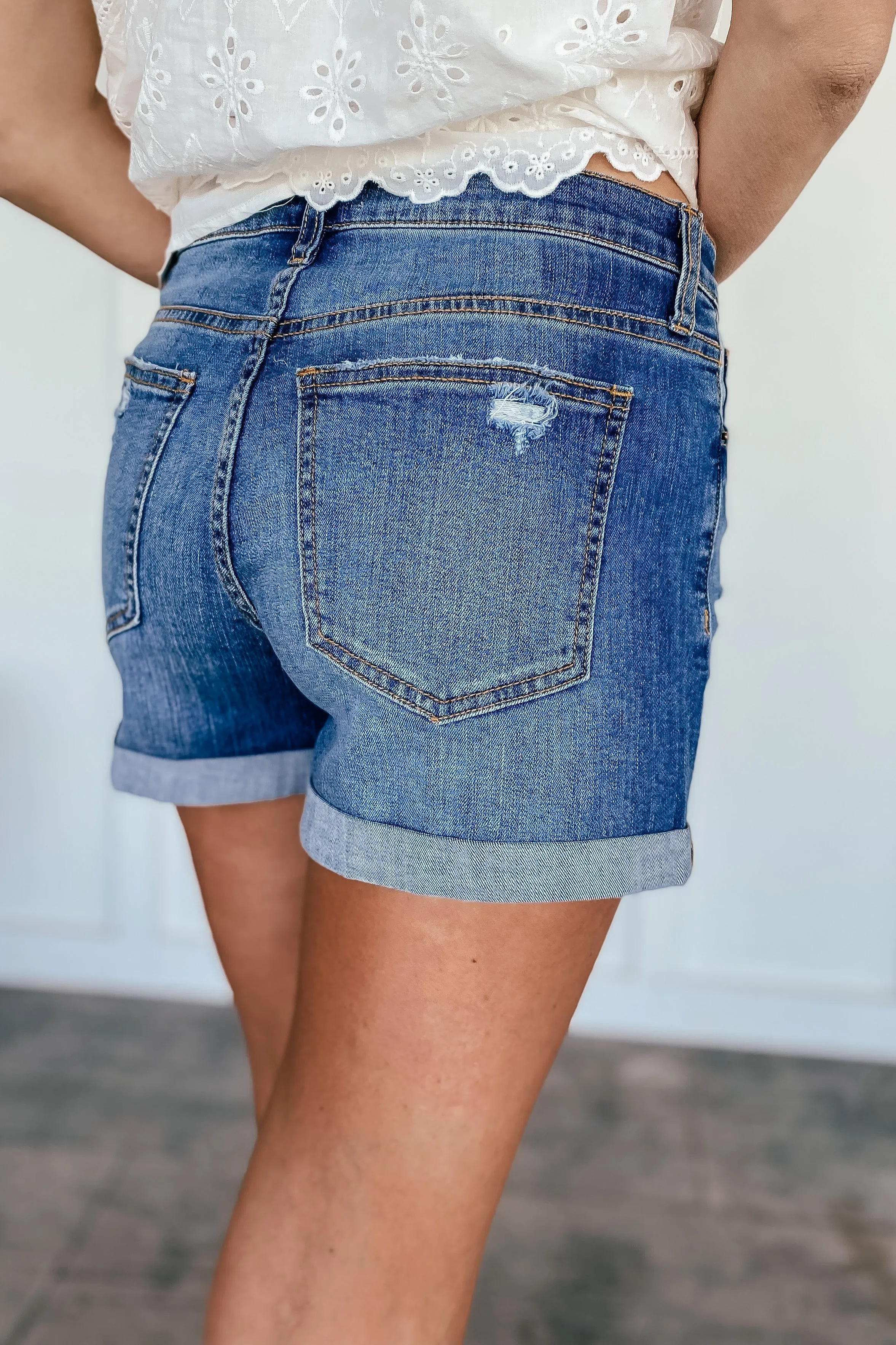 Sneak Peek Mid Rise TomBoy Denim Shorts (S-3X)
