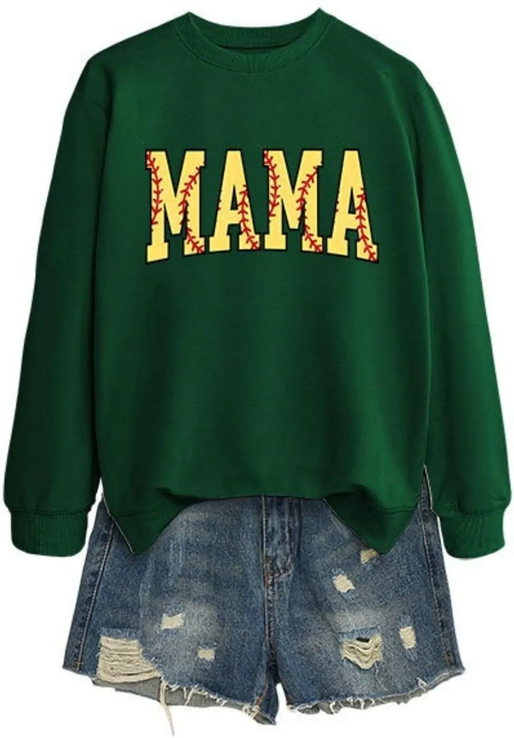 Softball Mama Sweatshirt Sports Mom Shirt for Women Game Day Long Sleeve Shirt Crewneck Softball Mom Hoodie
