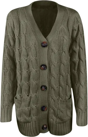 Solid Color Knit Cardigan Sweaters for Women Fall Winter Long Sleeve Cardigans Button Plus Size Sweater Coat