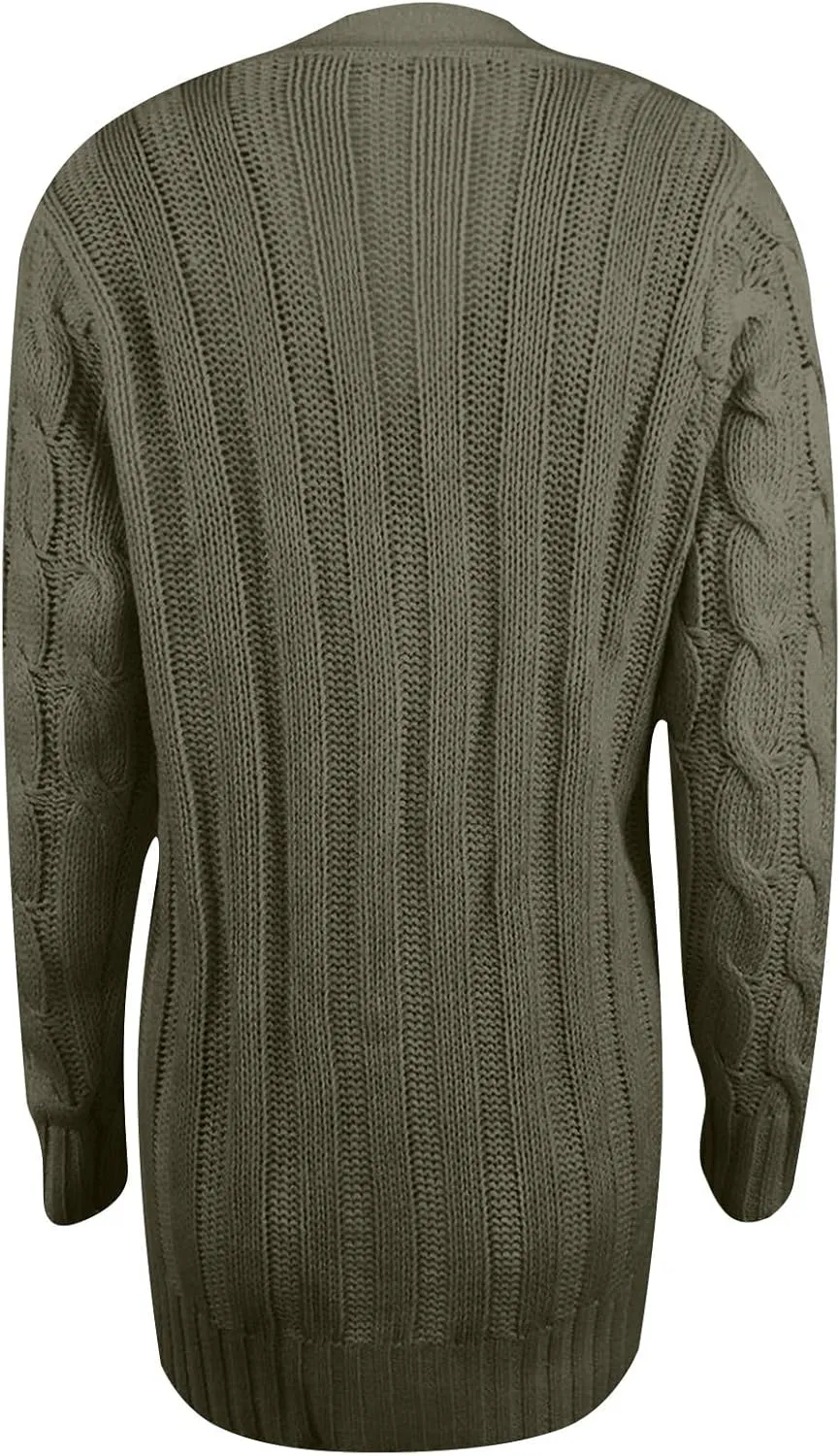 Solid Color Knit Cardigan Sweaters for Women Fall Winter Long Sleeve Cardigans Button Plus Size Sweater Coat