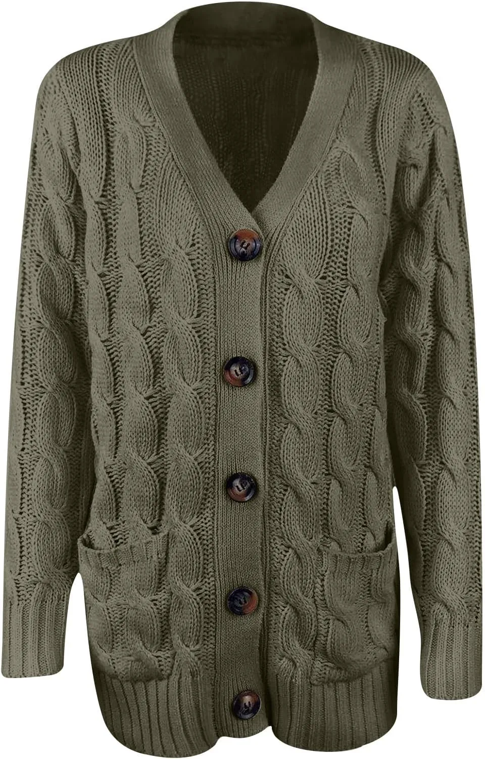 Solid Color Knit Cardigan Sweaters for Women Fall Winter Long Sleeve Cardigans Button Plus Size Sweater Coat