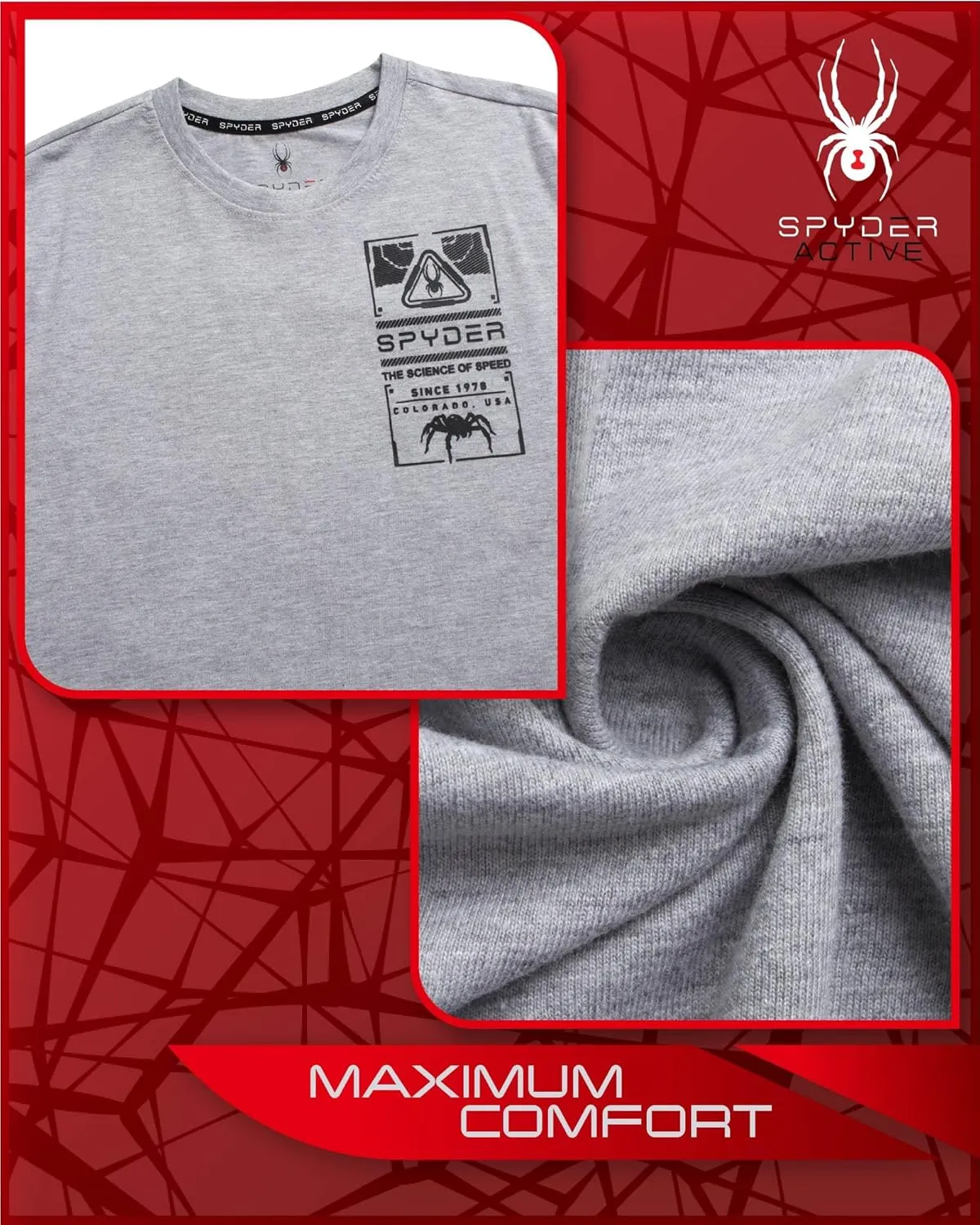 Spyder Mens Graphic T-Shirts - Soft Cotton Blend Classic Crewneck Short Sleeve Shirts for Men, Casual Shirts for Daily Wear