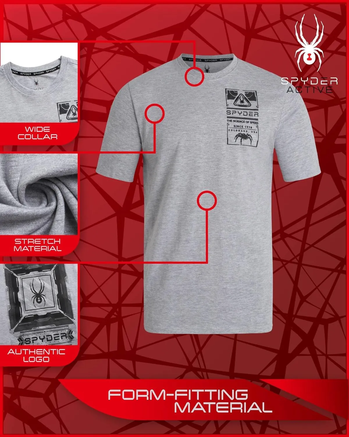 Spyder Mens Graphic T-Shirts - Soft Cotton Blend Classic Crewneck Short Sleeve Shirts for Men, Casual Shirts for Daily Wear