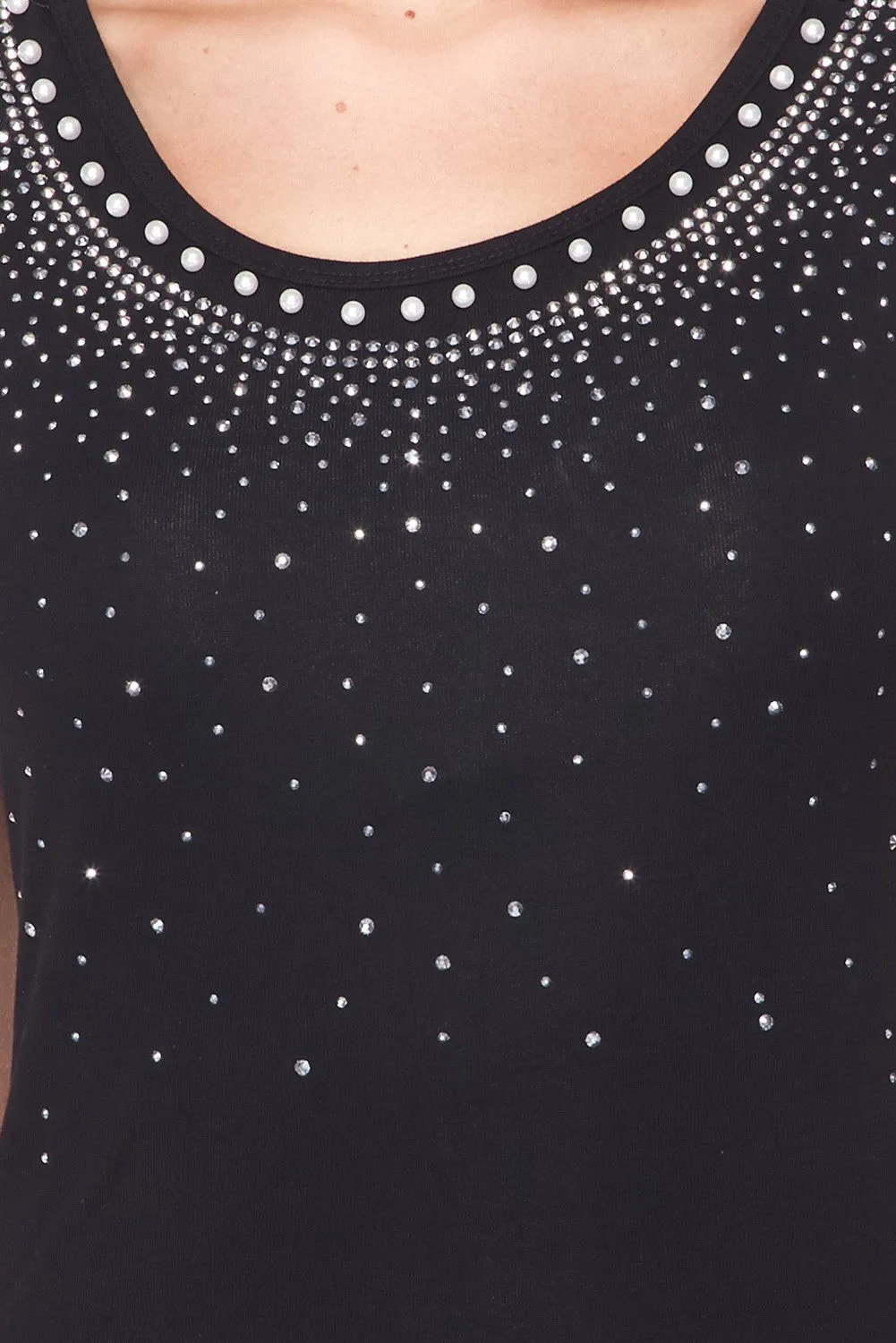Star Fall in Sequins and Studs Sleeveless Top