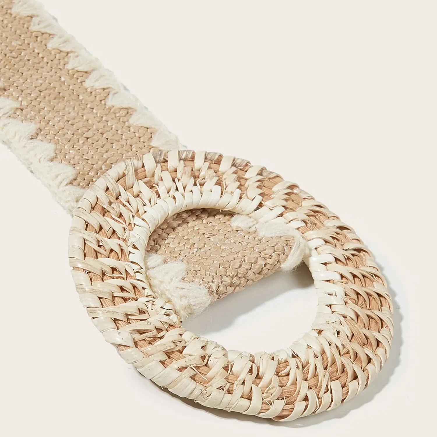 Straw Woven Belt Elastic Stretch Rattan Buckle Waist Belt for Women Dresses Fashion Wide Boho Braided Elastic Belt