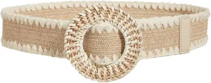 Straw Woven Belt Elastic Stretch Rattan Buckle Waist Belt for Women Dresses Fashion Wide Boho Braided Elastic Belt