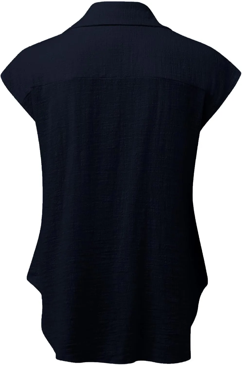 Summer Cotton Linen Shirts for Women 2024 Ladies Lapel Cap Sleeve Cotton Gauze Tops Casual Trendy Button Down Dressy Blouses