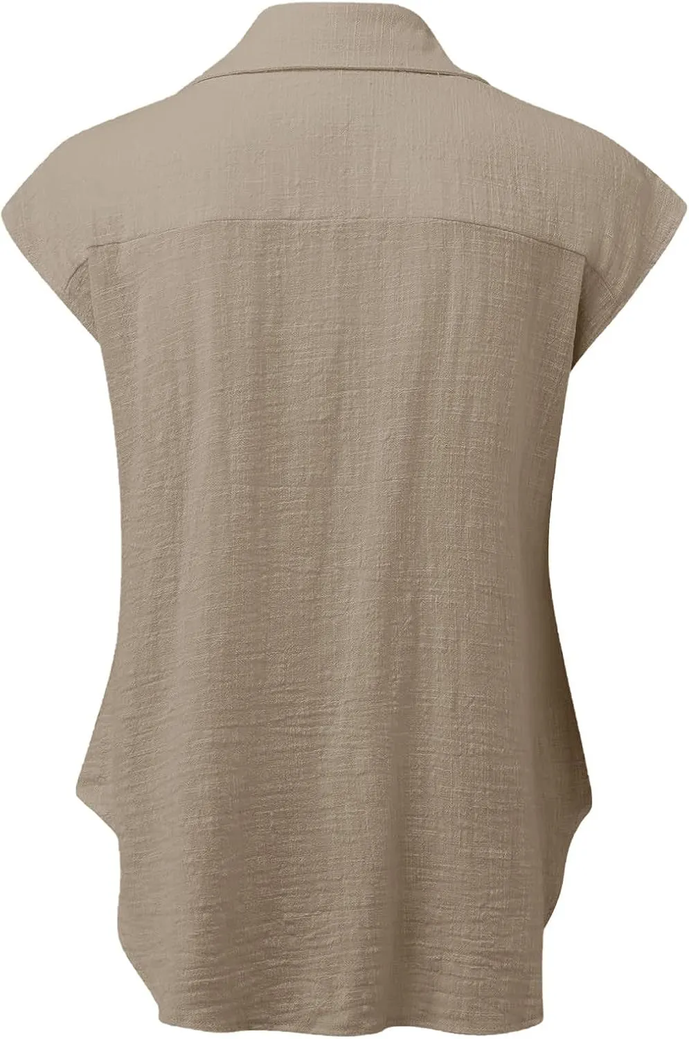 Summer Cotton Linen Shirts for Women 2024 Ladies Lapel Cap Sleeve Cotton Gauze Tops Casual Trendy Button Down Dressy Blouses