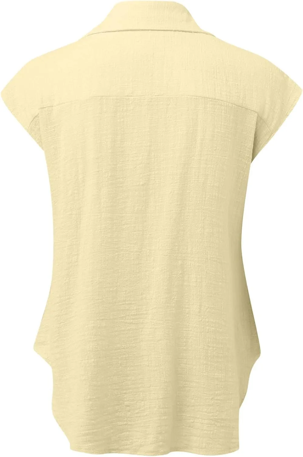 Summer Cotton Linen Shirts for Women 2024 Ladies Lapel Cap Sleeve Cotton Gauze Tops Casual Trendy Button Down Dressy Blouses