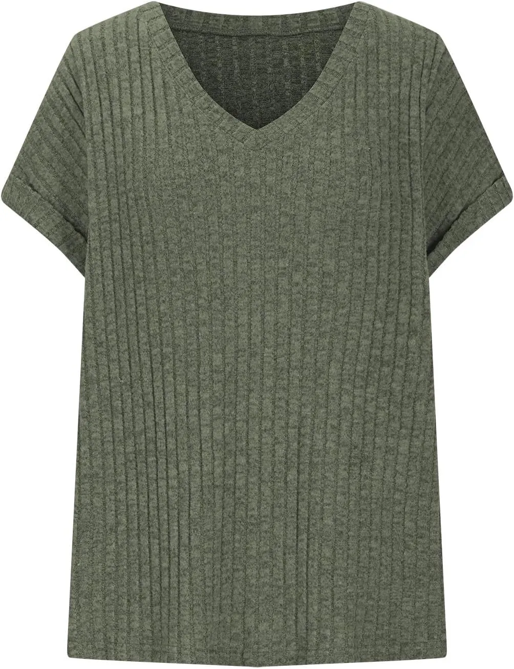 T Shirts for Women V Neck Ribbed Knit Casual Shirts Basic Tees Tops 2025 Summer Slim Fit T-Shirts Going Out Outfits
