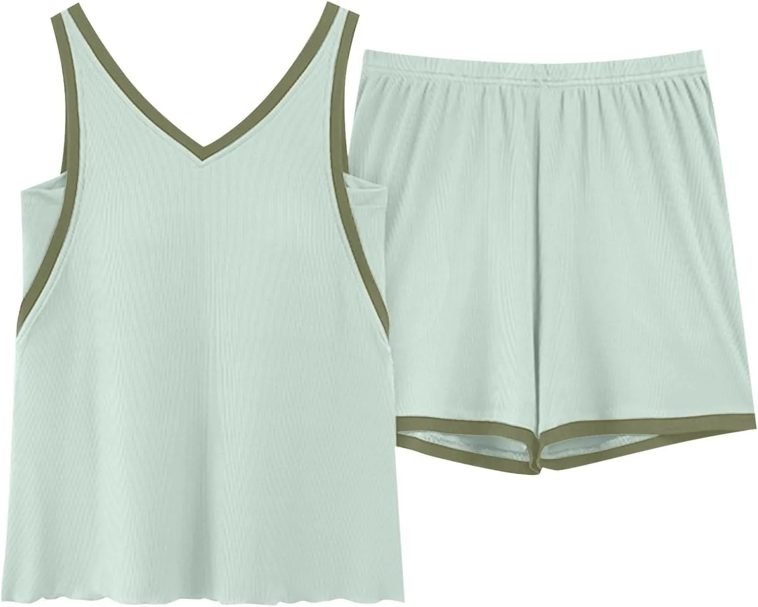 Tank Top with Built in Bra Shorts Pajama Set for Women Summer Ice Silk 2 Piece Loungewear Sleeveless Pajamas Set