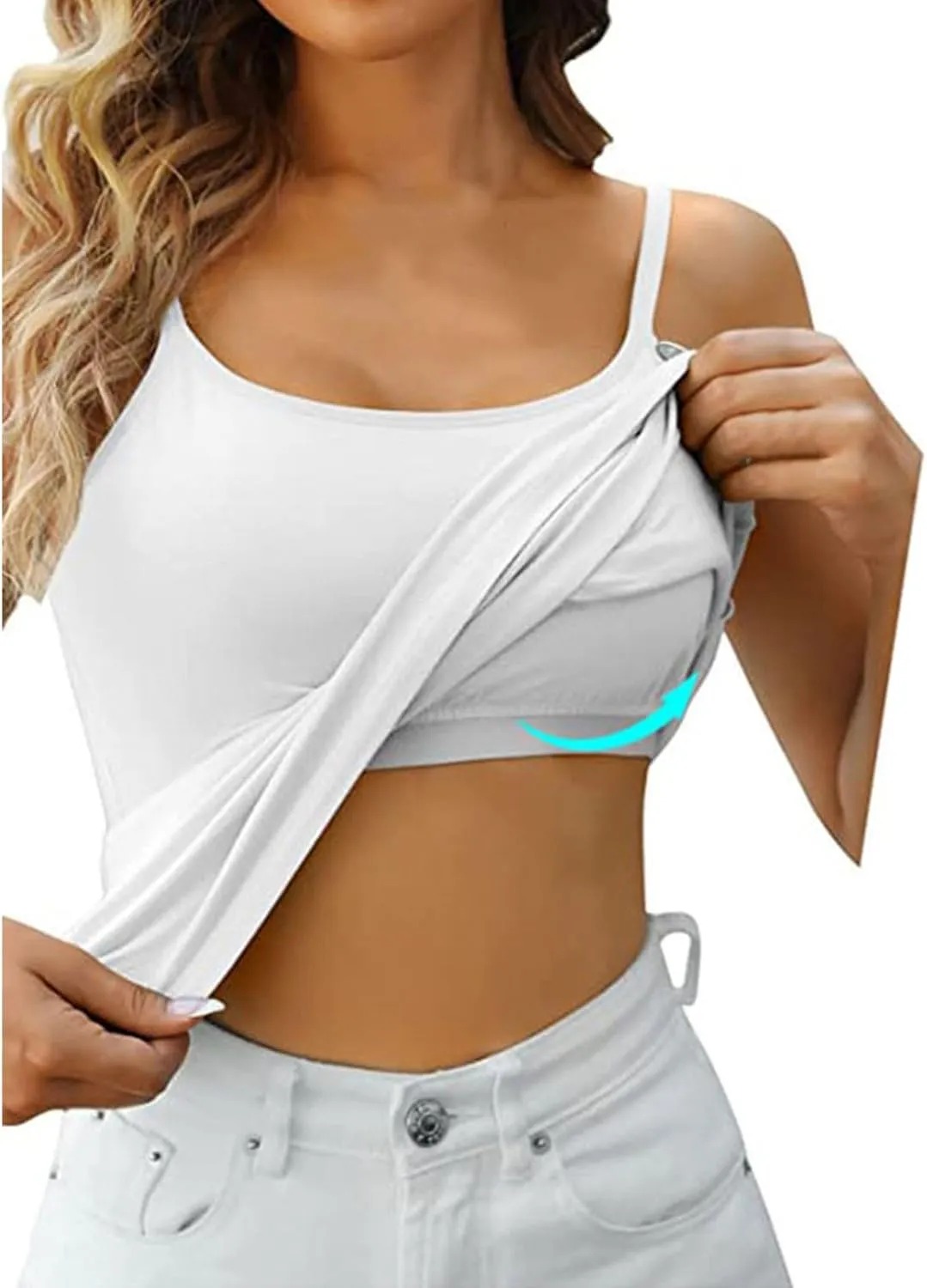 Tank Tops for Women Thread with Chest Pad Without Wearing Bra One Tank Top Camisole Tops for Women Women's Tank