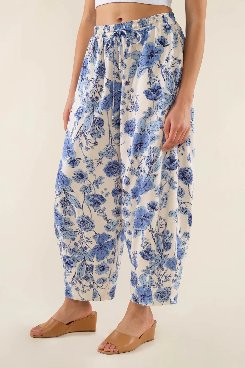 The Sonoma Floral Lantern Pant by NLT - Denim Blue - PLUS